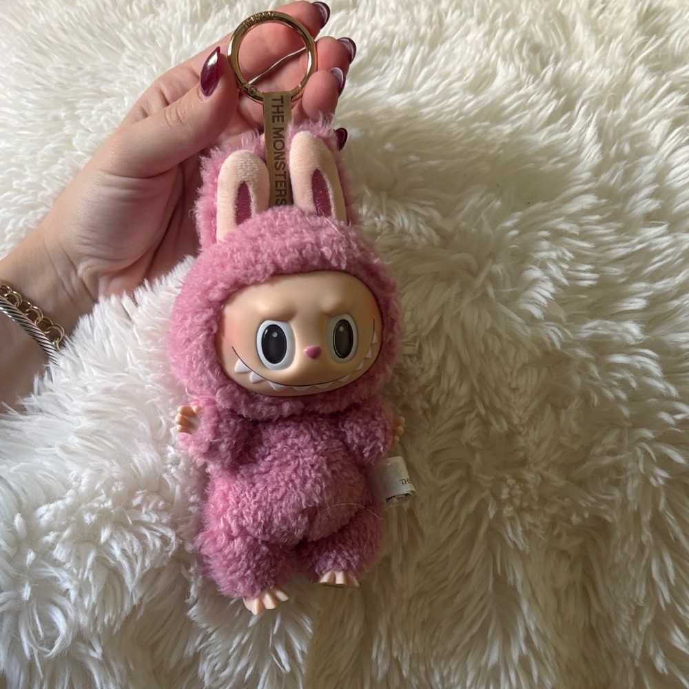 POP MART LABUBU (the monsters) Pink Stuffed Animal Keychain